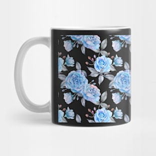 Blue rose, watercolor patterned background Mug